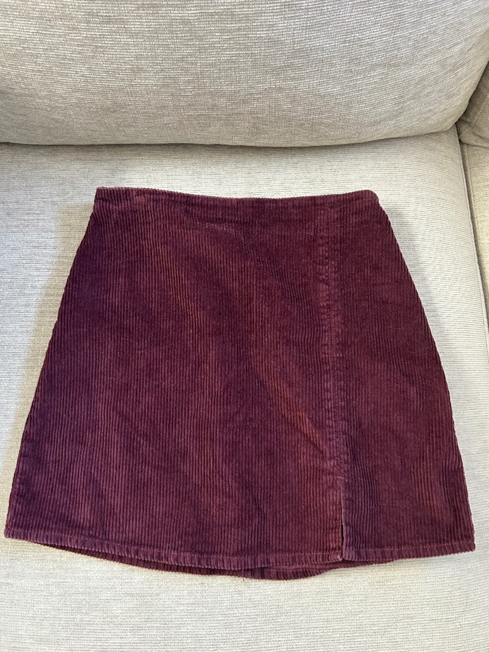 Hollister Red Burgundy Corduroy High Waisted Mini Skirt (S)